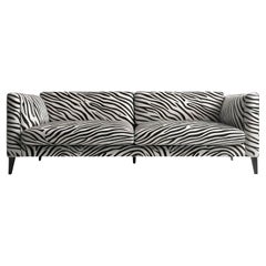 Savannah Animal Print White 3 Seater Sofa by Artisanal