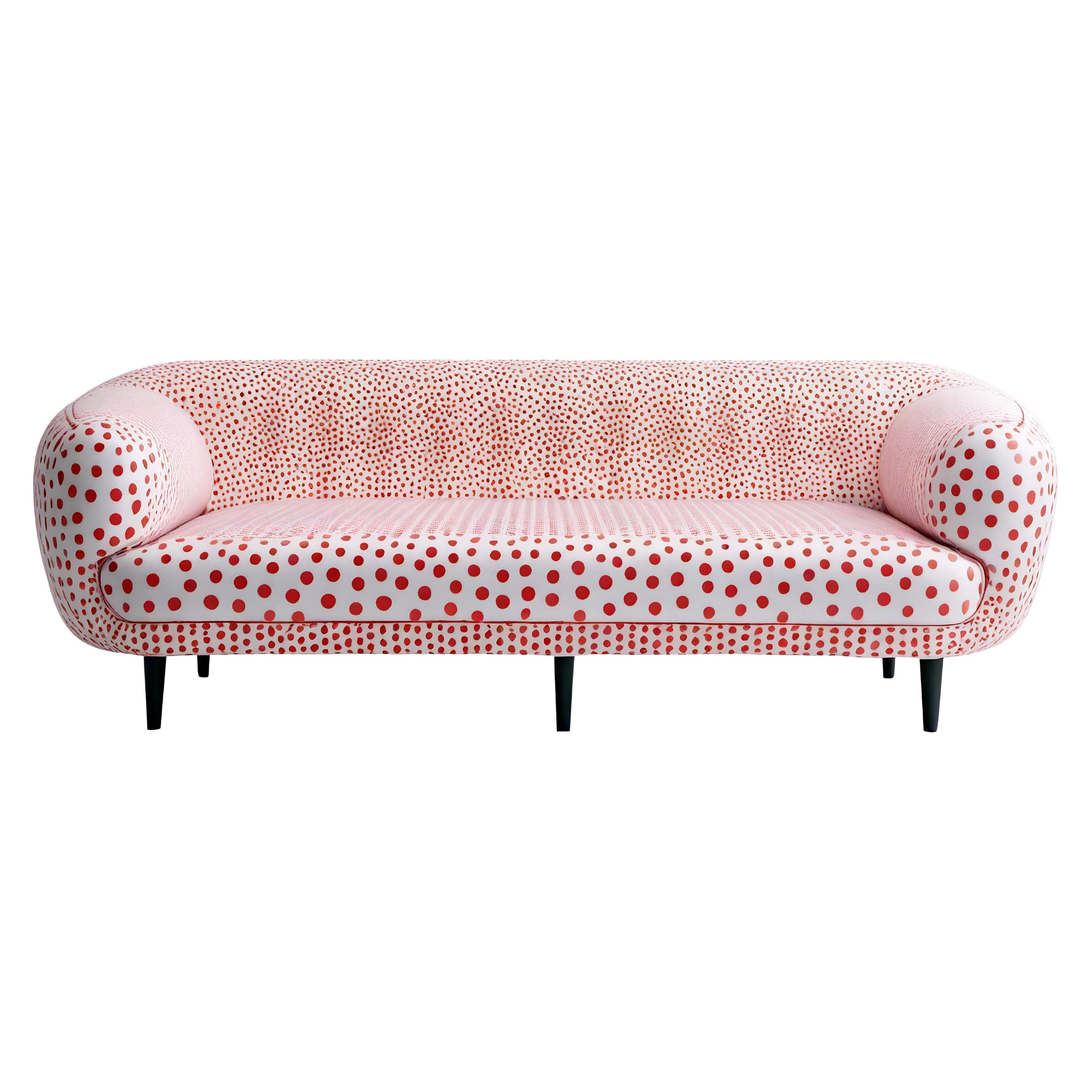 Sofá Artisanal Rojo Polkadot 3 Plazas