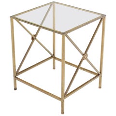 Forged Brass Cube Shape X Base Side End Table