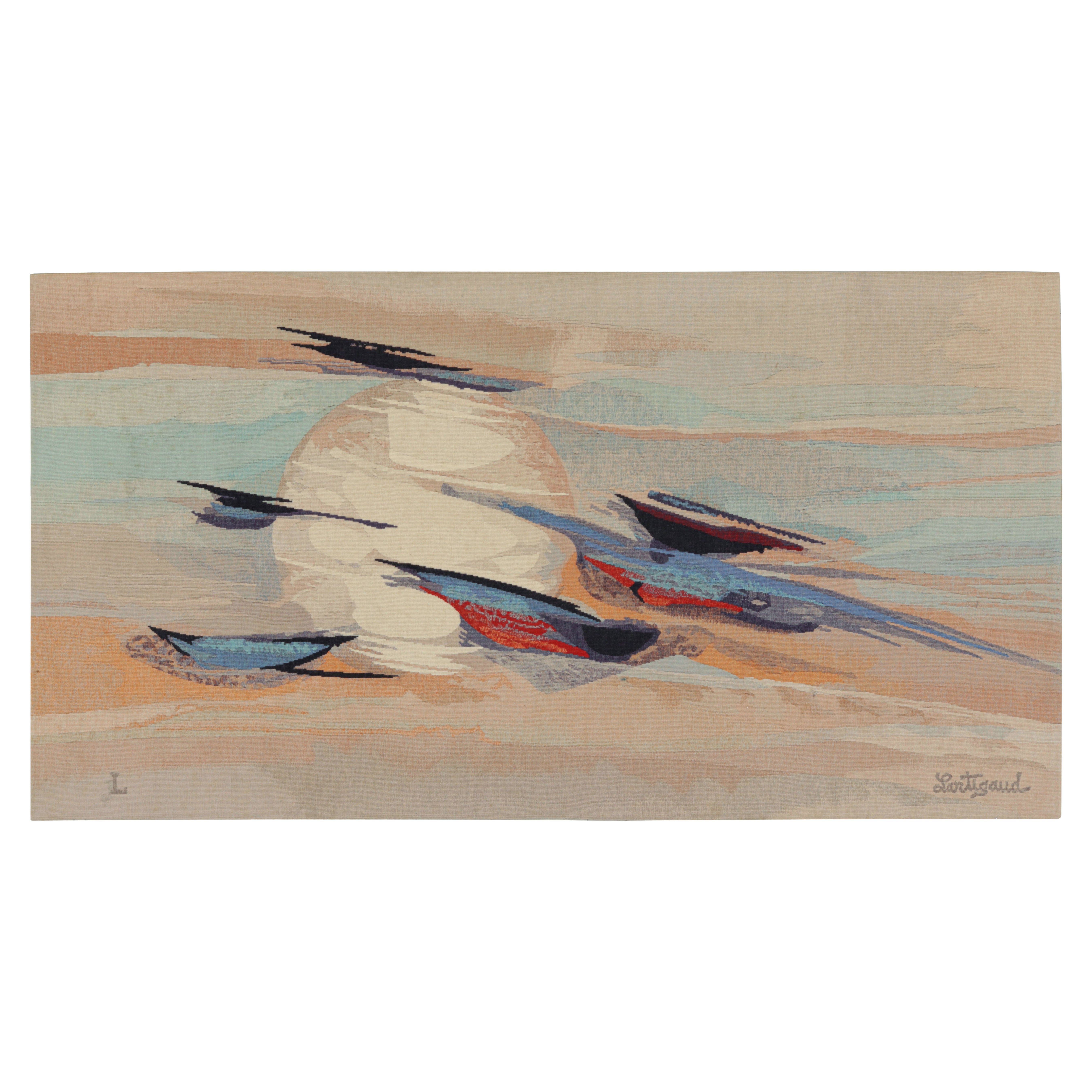 Vintage Signed Jean-Michel Lartigaud Aubusson Tapestry “The Birds”  Rug & Kilim