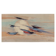 Vintage Signed Jean-Michel Lartigaud Aubusson Tapestry “The Birds”  Rug & Kilim