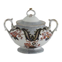 Cuenco con tapa de porcelana Davenport, patrón 2829 Chinoiserie, inglés 1860