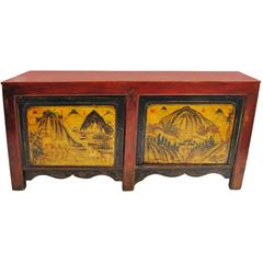 Antique Western Chinese Cabinet with All Original Artwork