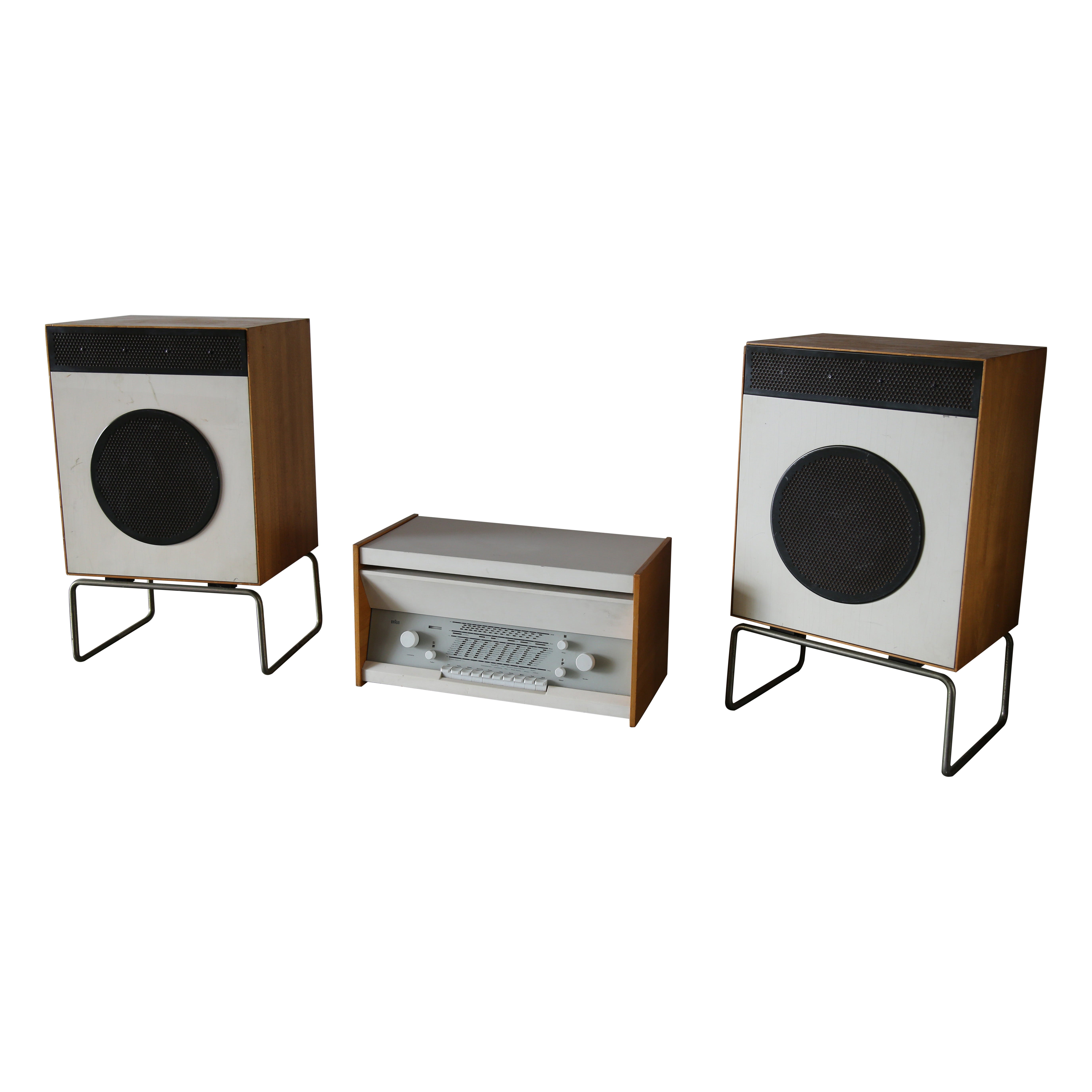 Braun Stereo Atelier 1-81 by Dieter Rams + Braun L2 Speaker Pair 1958 RARE