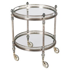 French Maison Jansen Style Silver Plated Brass Bar Cart