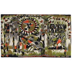 Vintage Jean Claude Bissery Pictorial Tapestry “Musique champêtre”  Rug & Kilim