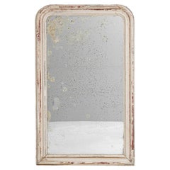 1880s French Wood White Patinated Mirror