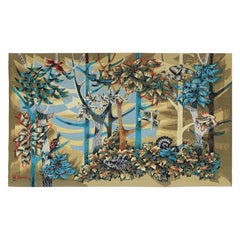 Vintage Robert Debiève Floral and Pictorial Tapestry “La Forêt”  Rug & Kilim