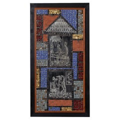 David Holleman Pannello artistico in piastrelle di mosaico con illustrazione a sgraffito