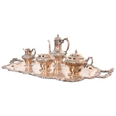 Tiffany & Co. Antique Repousse Silver Plate Coffee or Tea Service Set