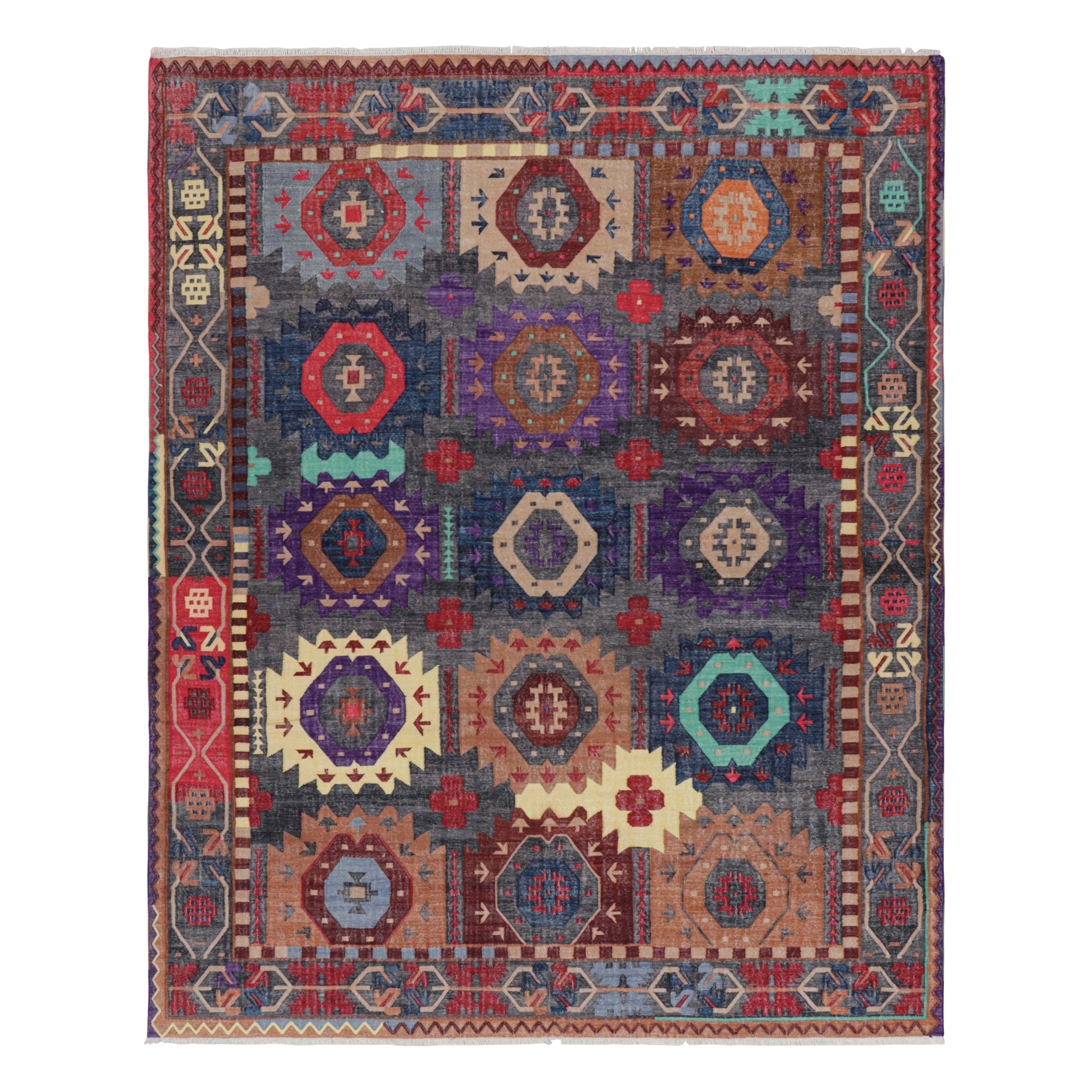 Rug & Kilim's Modern Classics Flachgewebe in Grau mit bunten geometrischen Mustern