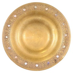 Tiffany Studios New York Bronze Doré Bowl With Abalone Inlay