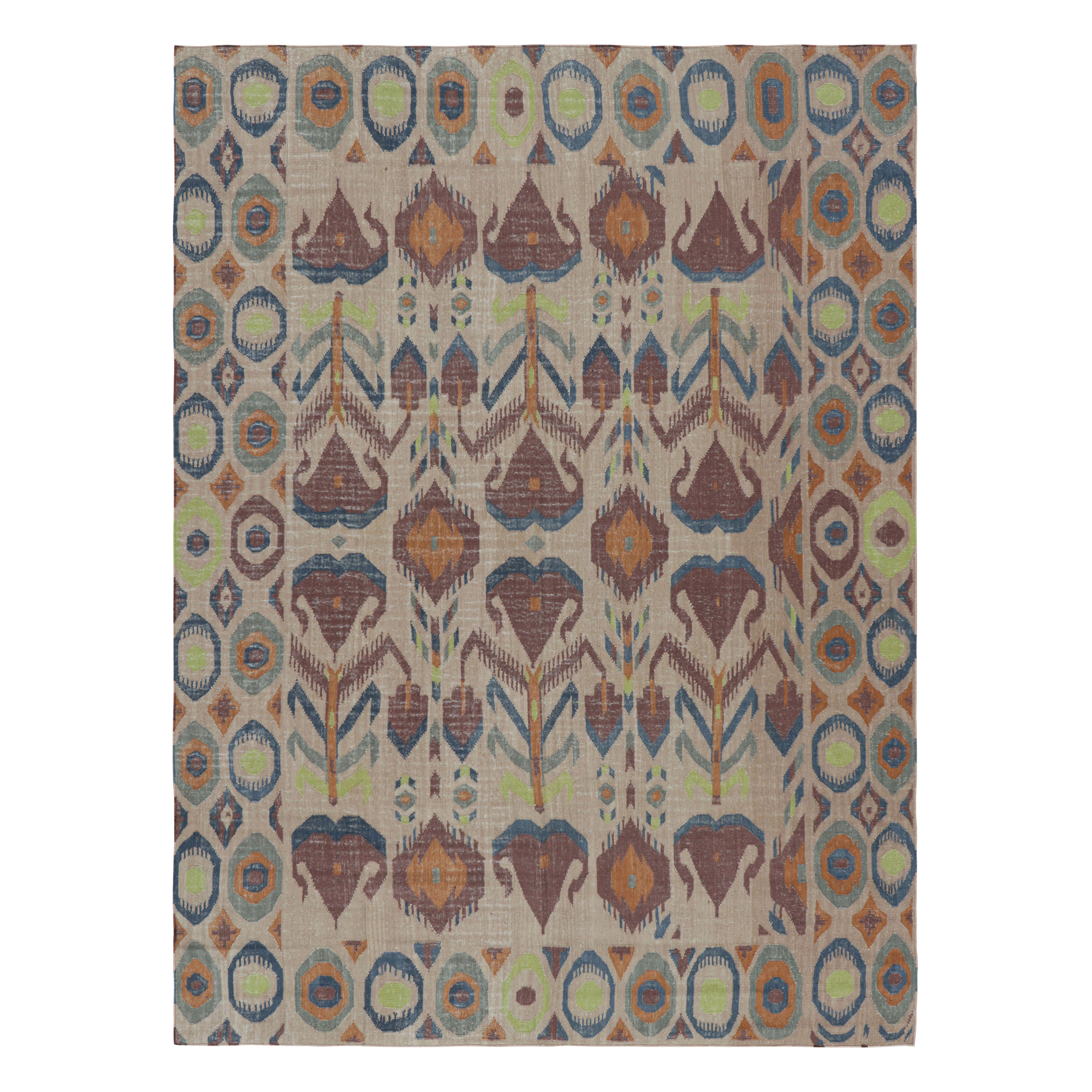 Rug & Kilim’s Modern Classics Flatweave Rug in Cream-Beige with Ikats Patterns