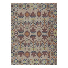 Rug & Kilim's Modern Classics Flatweave Rug in Cream-Beige with Ikats Patterns (Tapis tissé plat crème-beige avec motifs Ikats)