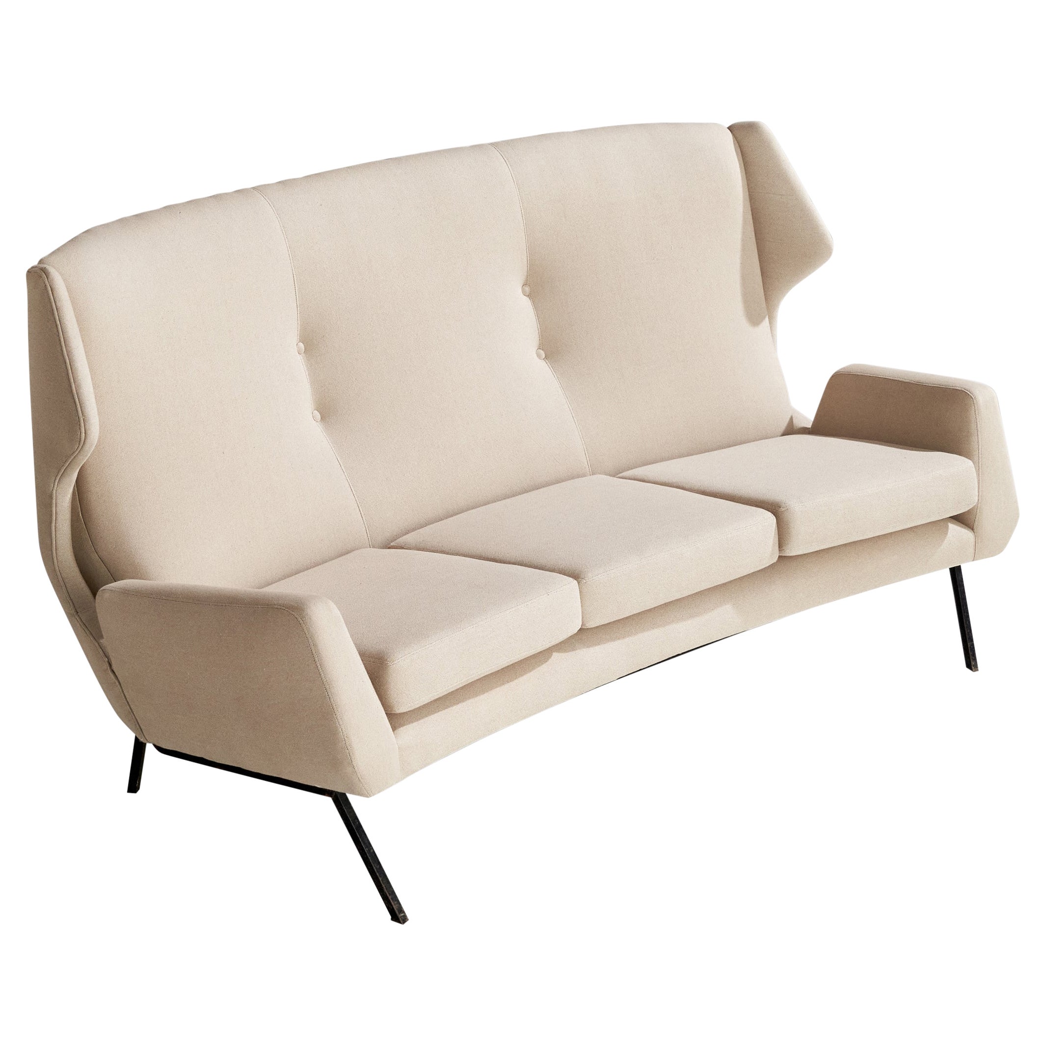 Italian Designer, Sofa, Fabric, Metal, Italy, 1950s