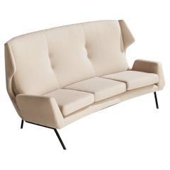 Italian Designer, Sofa, Fabric, Metal, Italy, 1950s