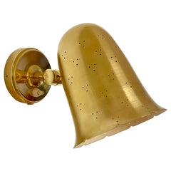 1950s Swedish Bell-Shaped Perforated Wall Lamp No. 6501 in Brass by Boréns
