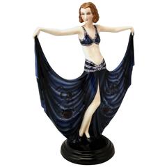 Vintage Goldscheider Vienna Tall Lady Dancer by J. Lorenzl, height: 19.88 inches c.1930