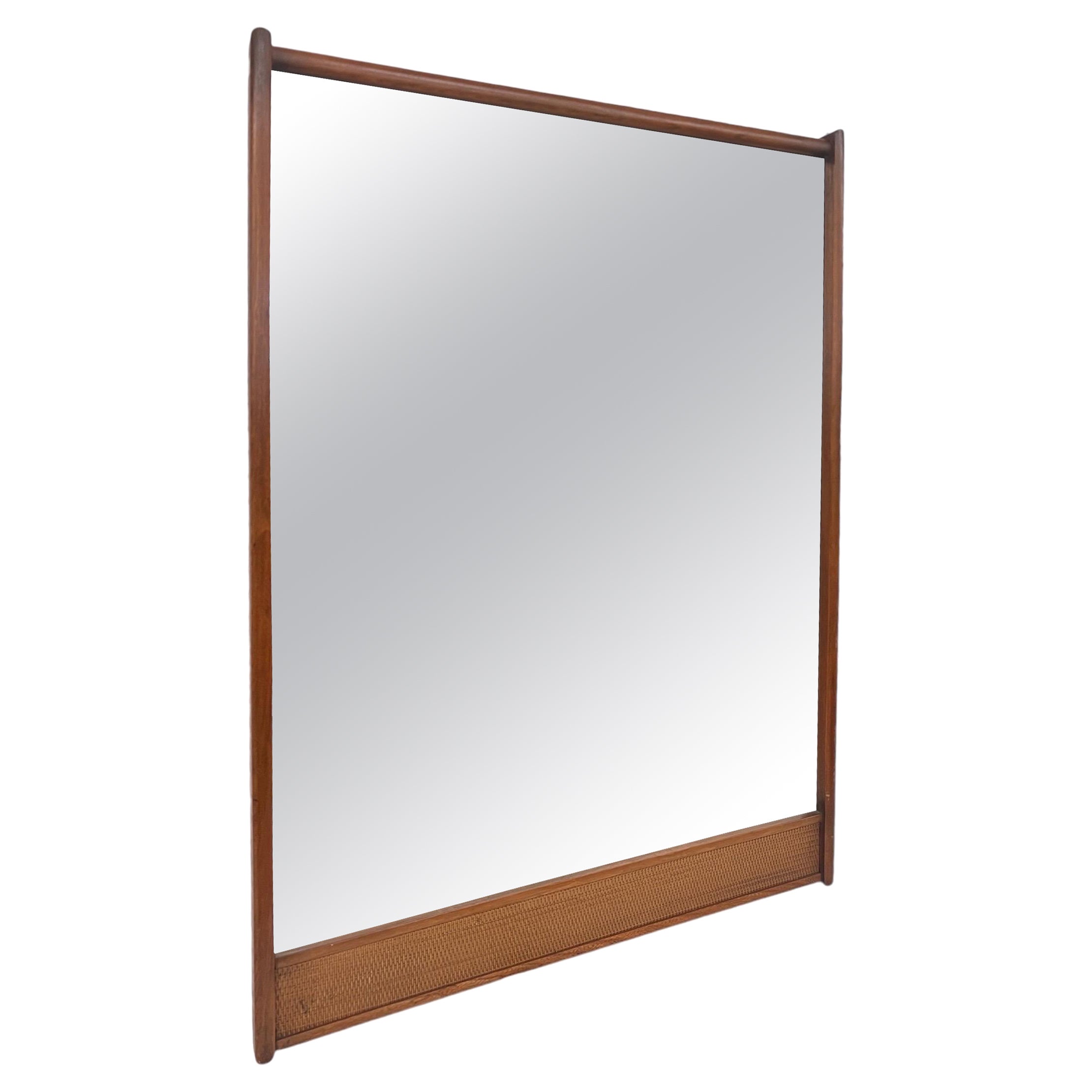 Vintage Mid Century Modern Mirror with Caned Accents by Lane Altavista