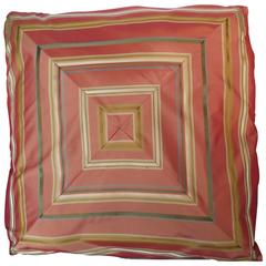 Throw Pillow in Silky Terracotta (orange) Mitered Stripe/ comfort pillow