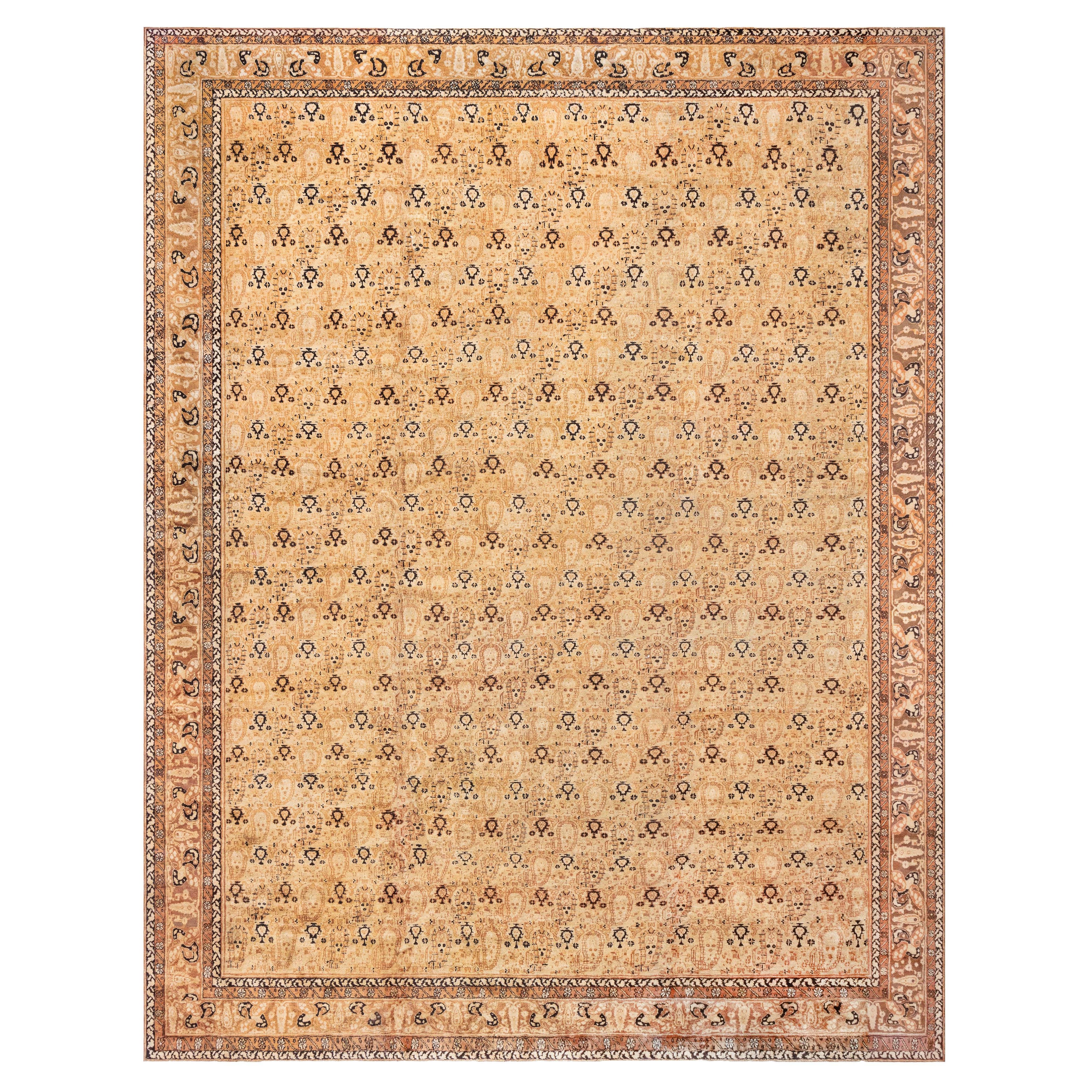 Doris Leslie Blau grand tapis indien Agra vintage en laine fait main