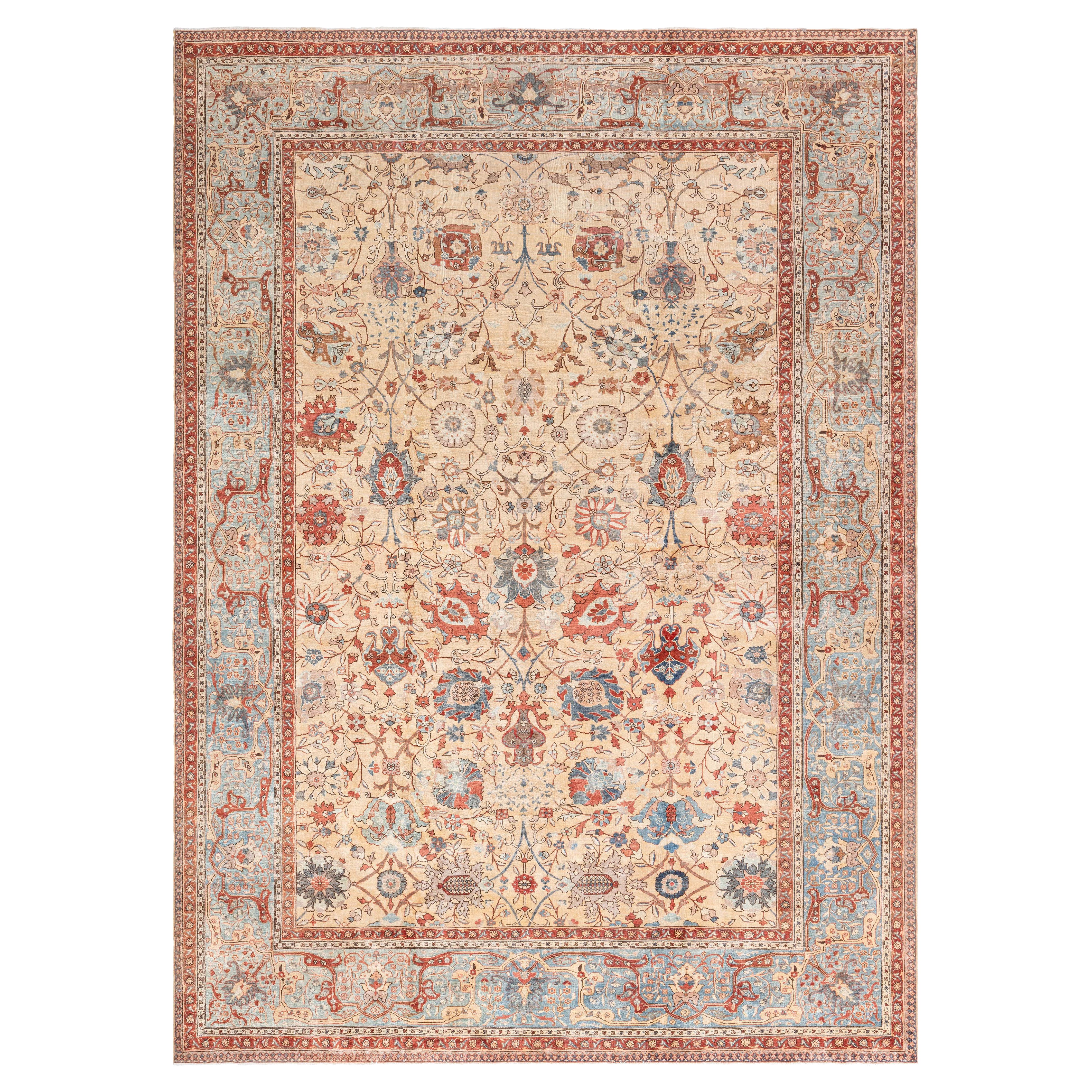 Tapis persan ancien Tabriz Botanic fait à la main Doris Leslie Blau