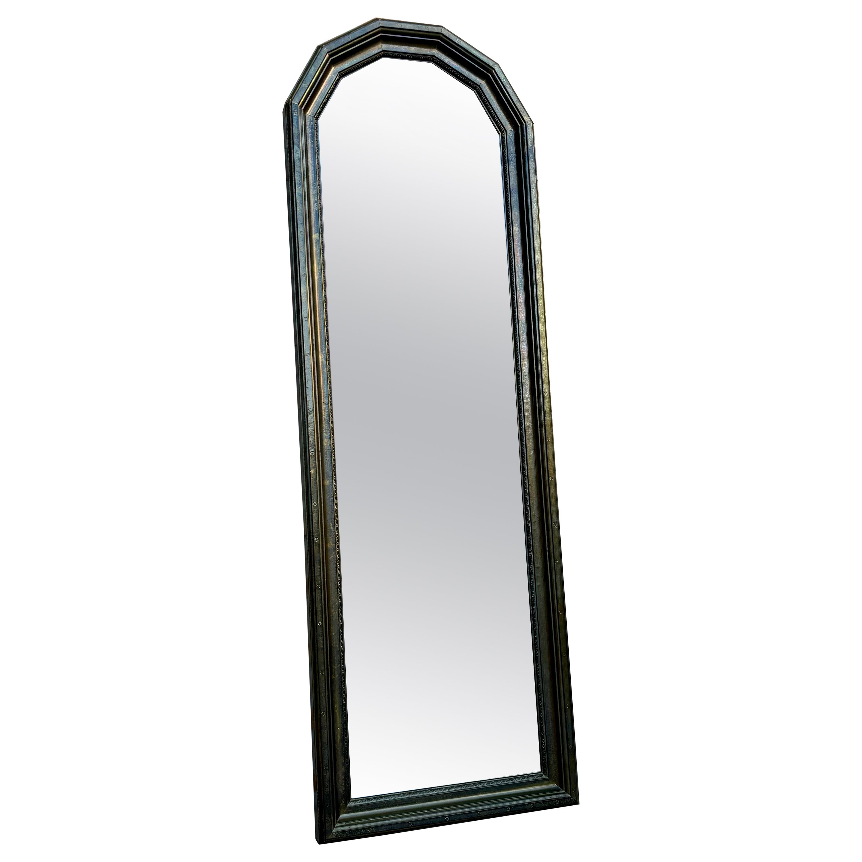Large Early 20th Century French Mirror in Brass, 1940s