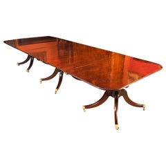 Antique 12ft Regency Mahogany Triple Pillar Dining Table 19th Century