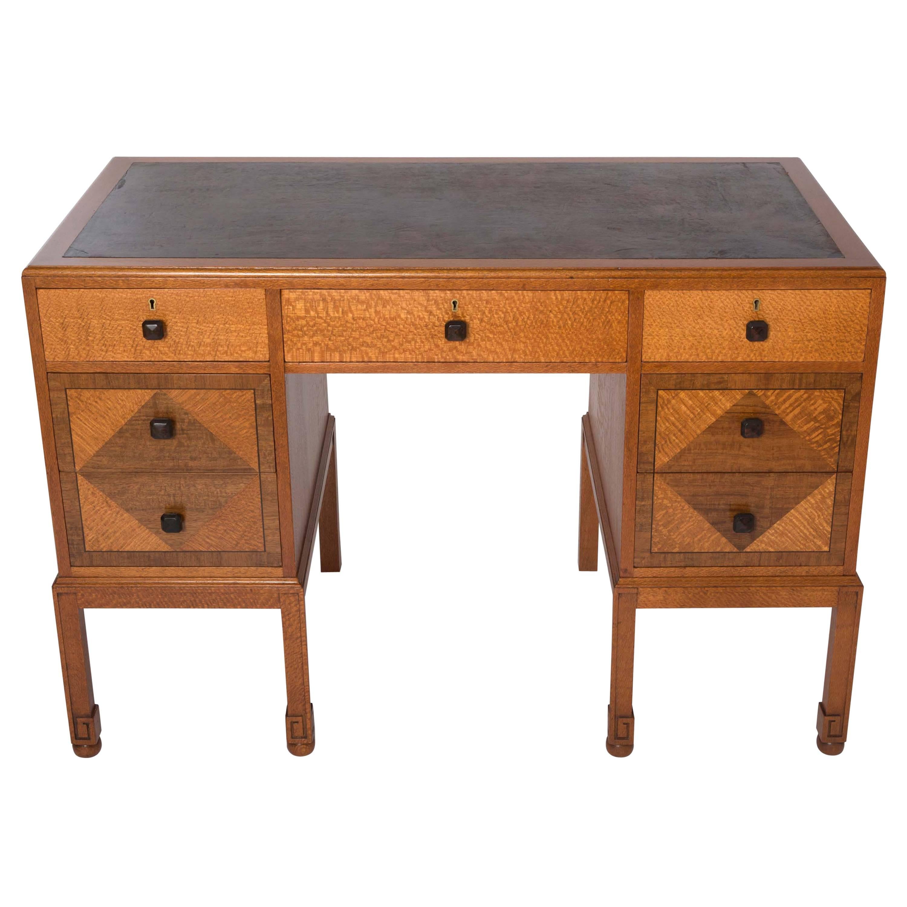 Heals of London lace-wood veneered desk, England circa 1920