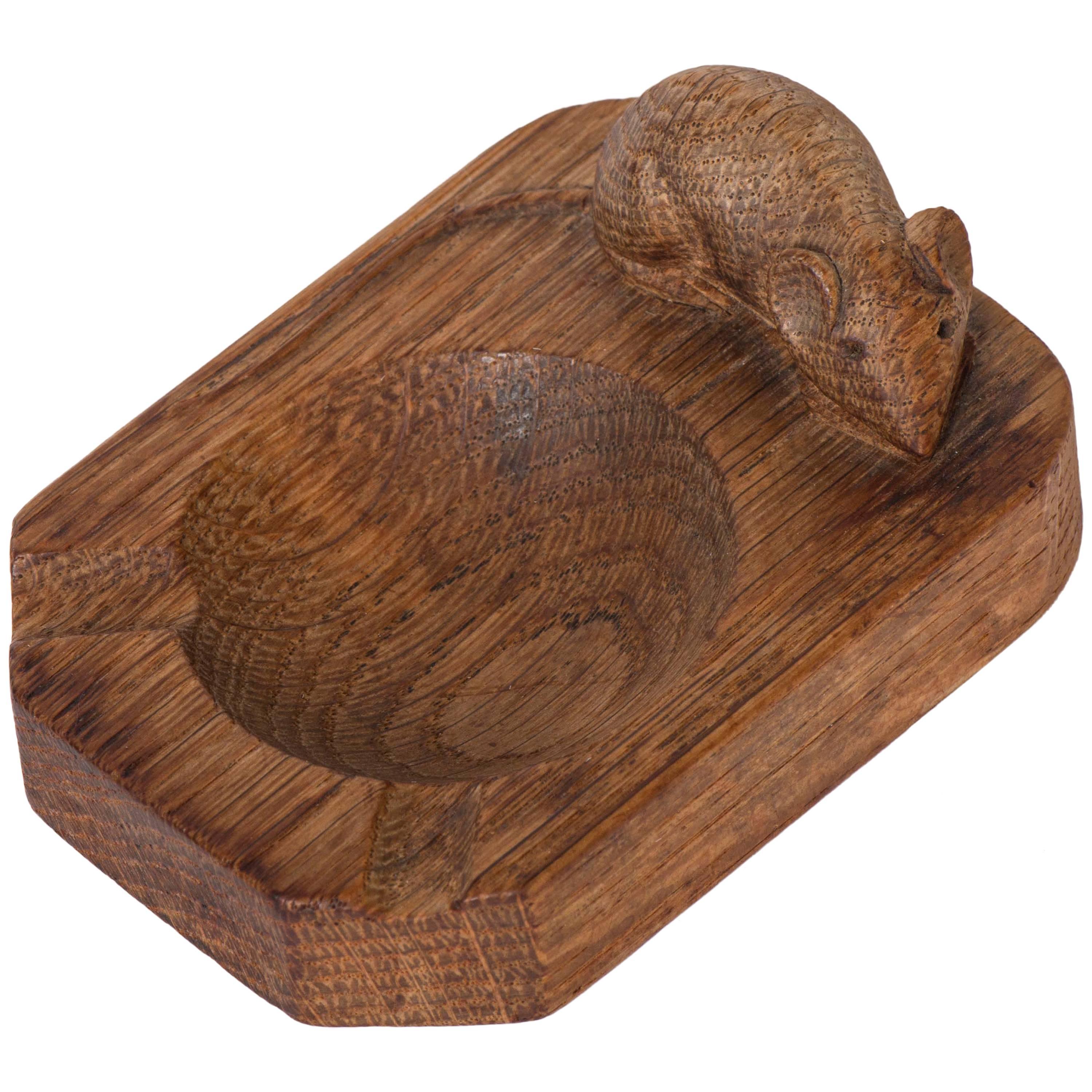 Robert Mouseman Thompson Oak Carved Ashtray