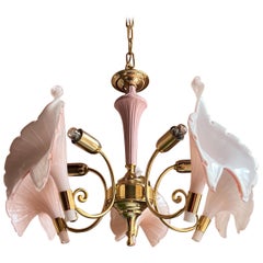 Murano glass floral chandelier in light pink