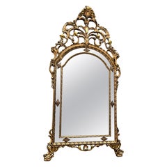Large Mid-Century French Golden Wood Wall Mirror, 1950s