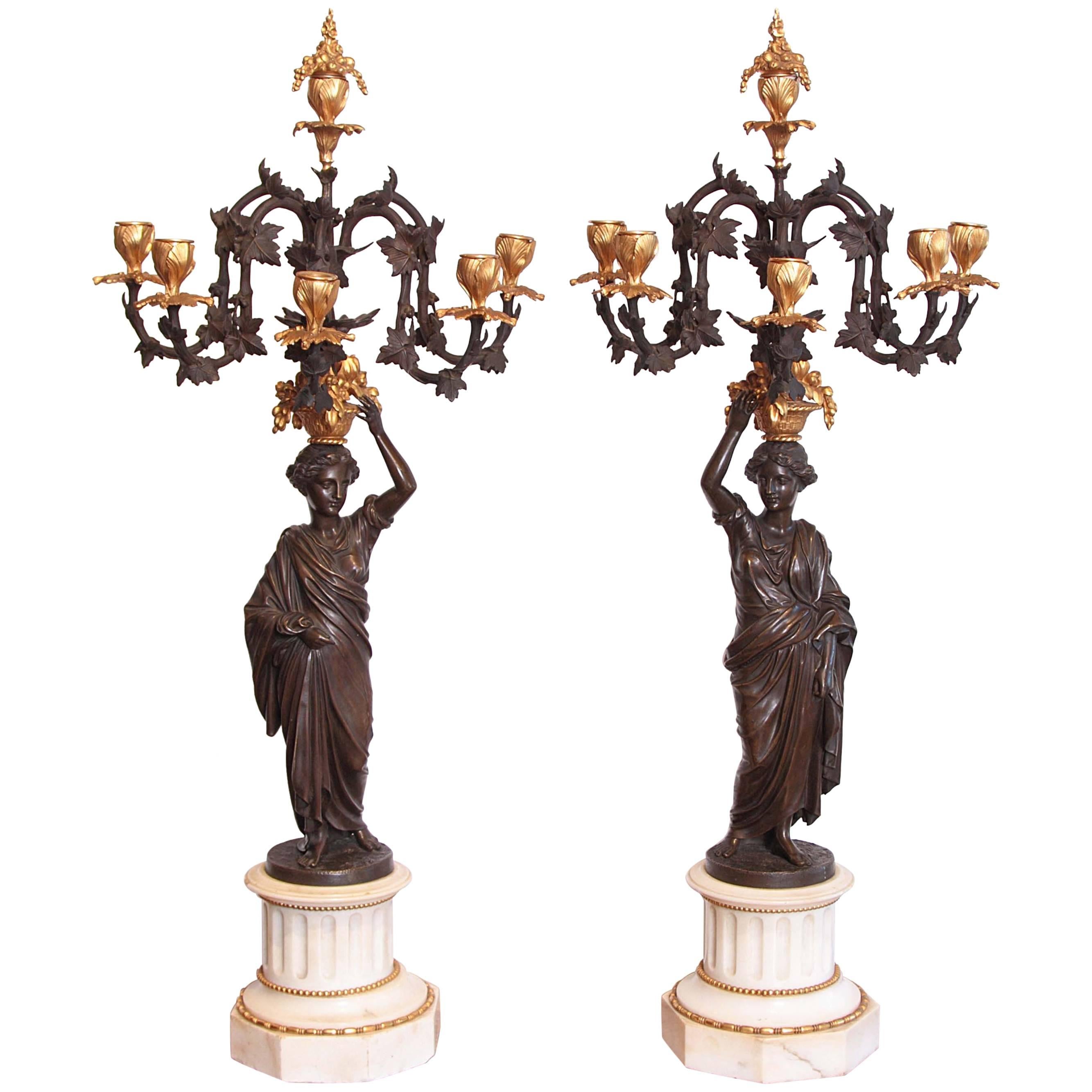 Pair of French 19th Century Candelabra signed F Barbedienne