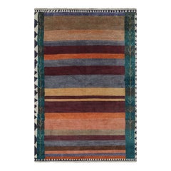 Traves de Mesa Tribales Sobredimensionados Estilo Gabbeh de Rug & Kilim con Raya Multicolor