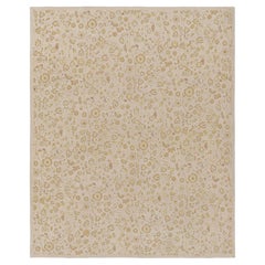 Rug & Kilim’s Tudor Style Rug in White with Beige-Brown Floral Patterns