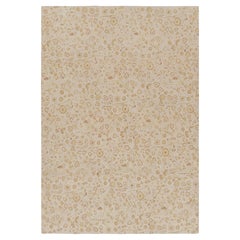 Rug & Kilim’s Tudor Style Rug in White with Beige-Brown Floral Patterns