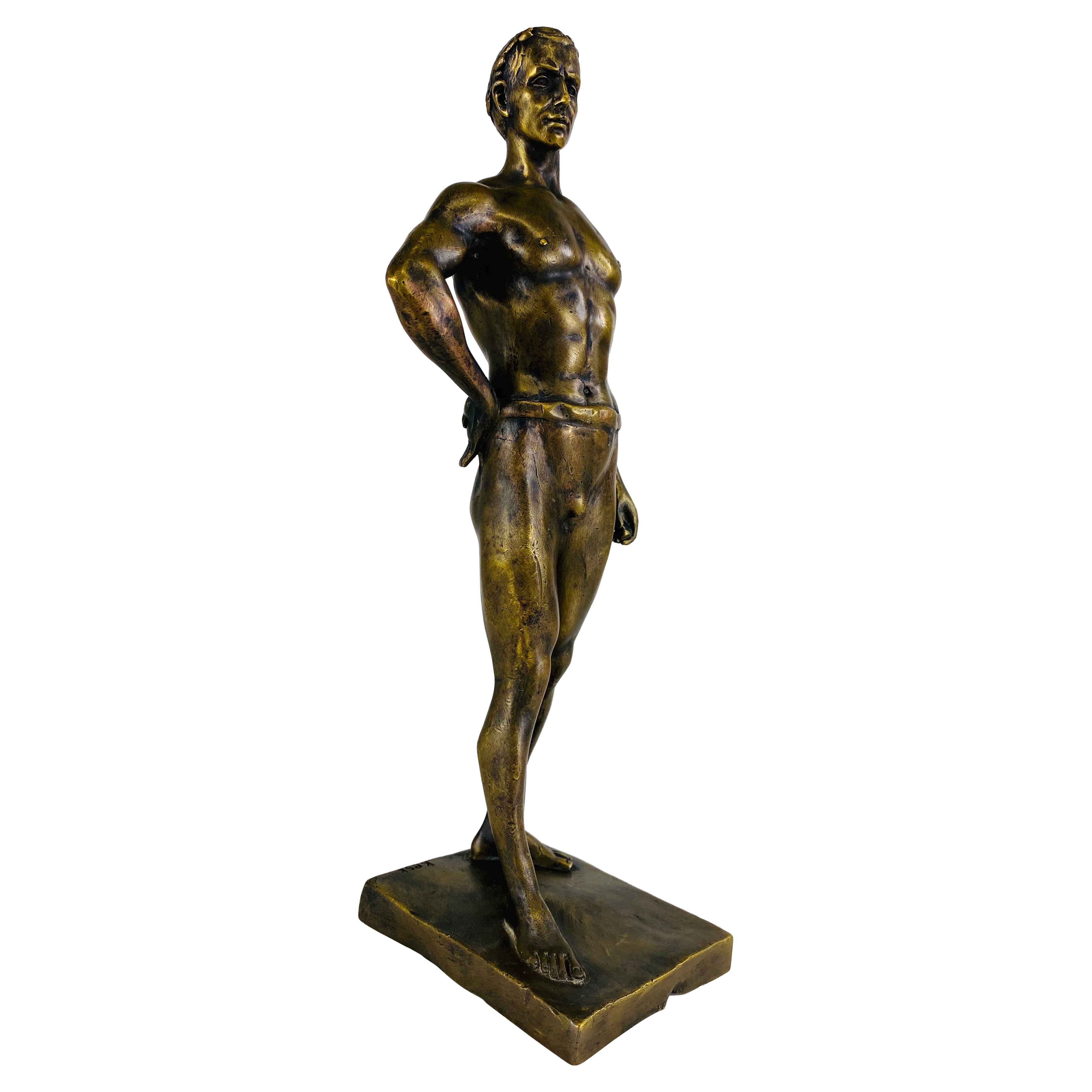 19th century grand tour bronze classical male figurative sculpture