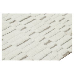 Rug & Kilim’s Contemporary Rug in White with High-Low Geometric Patterns