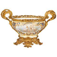 French Ormolu-Mounted White Sevres Style Porcelain Centerpiece