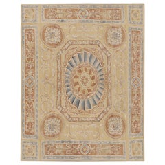 Rug & Kilim's Aubusson Style Rug in Gold & Beige with Floral Medallion