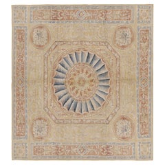 Rug & Kilim's Oversized Aubusson Style Rug in Gold & Beige with Floral Medallion