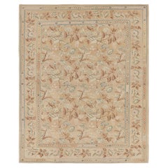 Rug & Kilim’s Aubusson Style Rug in Beige-Brown with Blue and Pink Florals