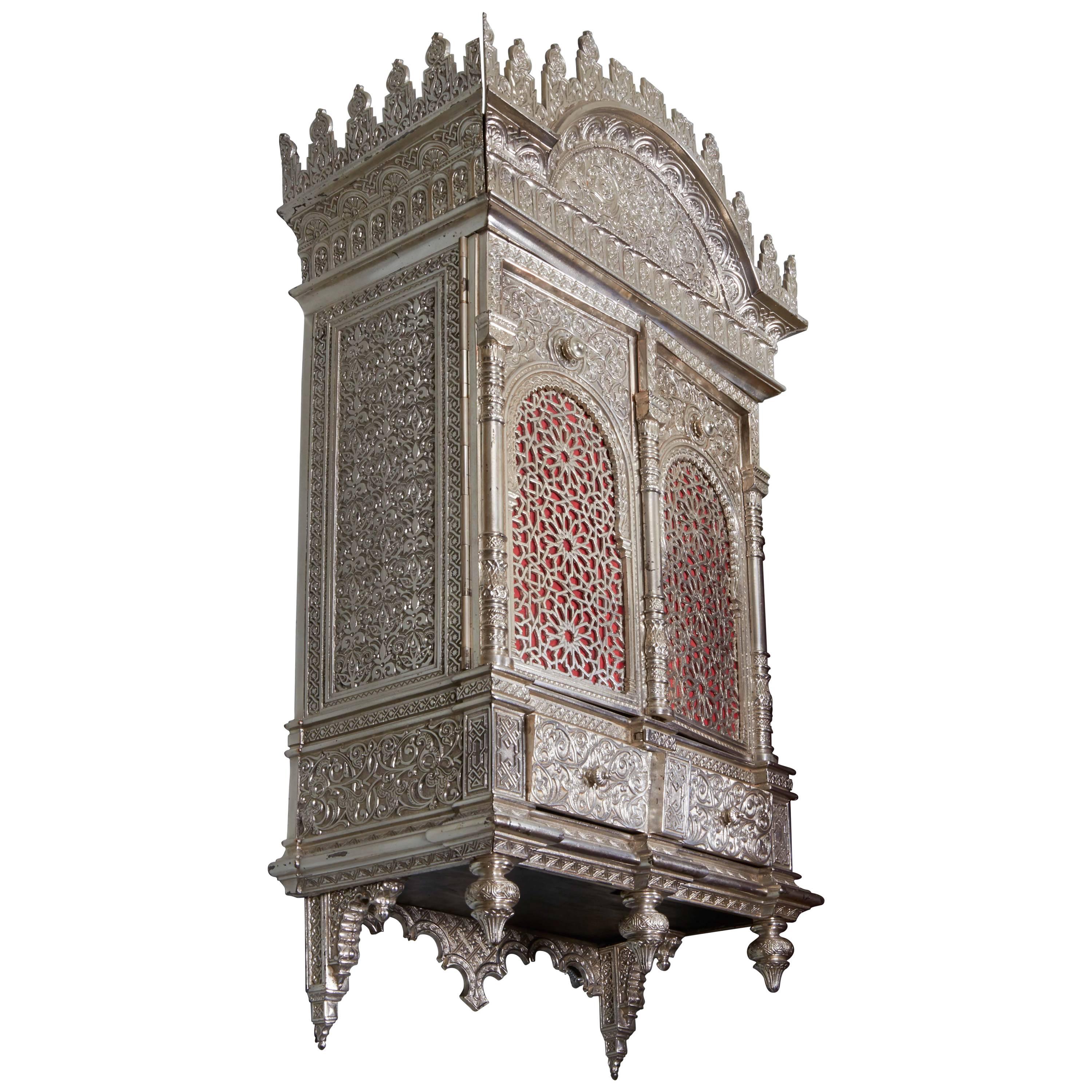 Alhambra Bronze Wall Cabinet / Torah Ark In the Islamic Nasrid Style - Signed
