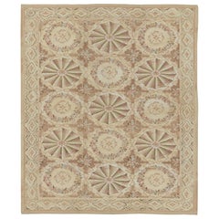 Rug & Kilim’s Aubusson Style Rug in Beige-Brown with Floral Medallions