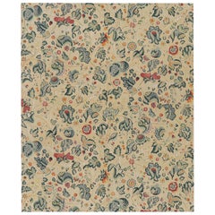 Tapis de style Tudor de Rug & Kilim en crème avec motifs floraux sarcelle