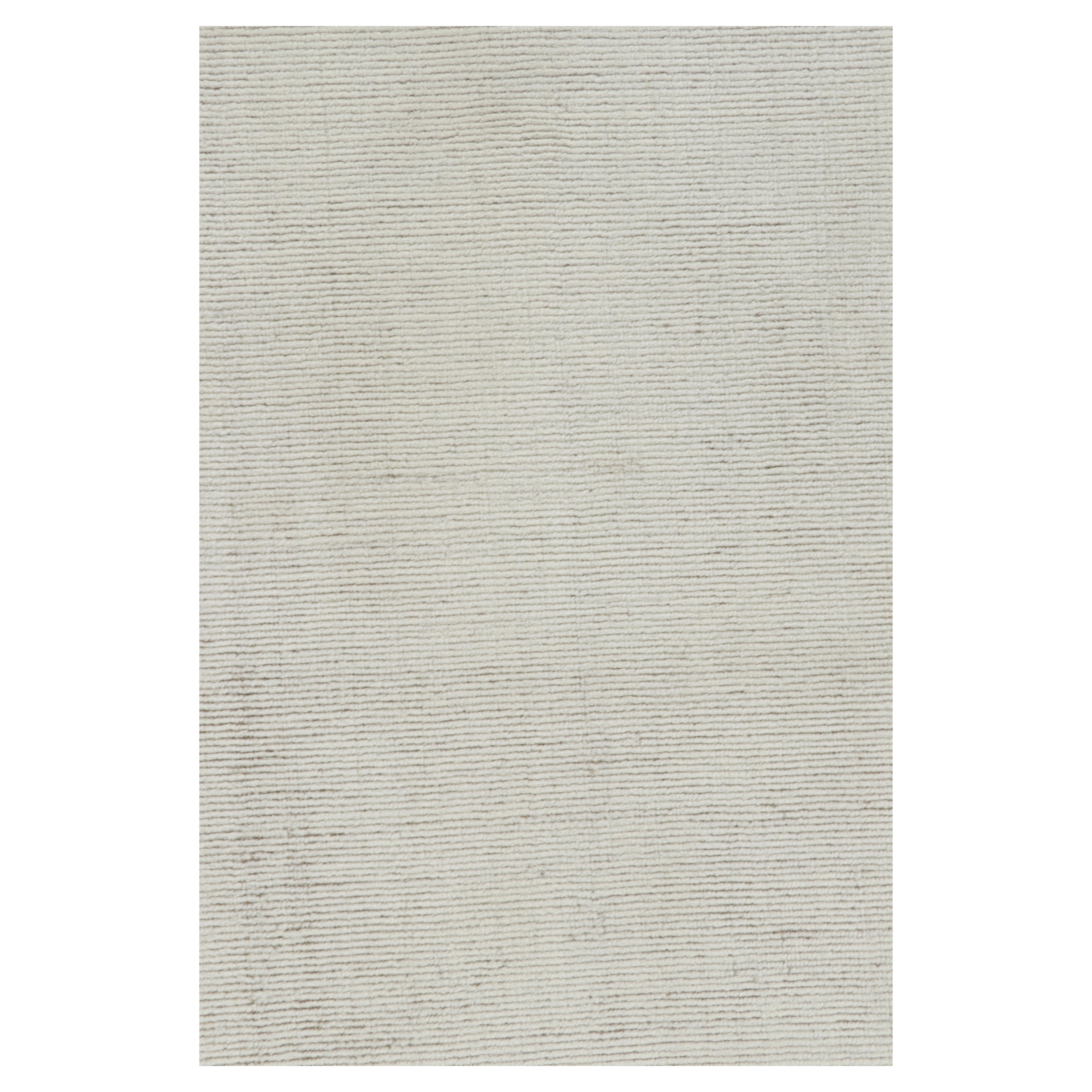Rug & Kilim’s Oversized Textural Rug in White Tones and Striae For Sale