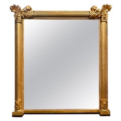 Eine große  Antike englische Regency Gold vergoldet Holz Overmantel Spiegel