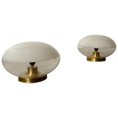 Paire de lampes de table en verre soufflé à la main conçues par Roberto Pamio dans les années 1970, Italie