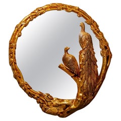 Large Italian Gilded Peacock Mirror of the Hollywood Regency Style c. 1965