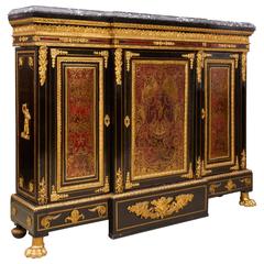 Napoleon III Ormolu-Mounted Boulle Marquetry Marble-Top Commode Cabinet